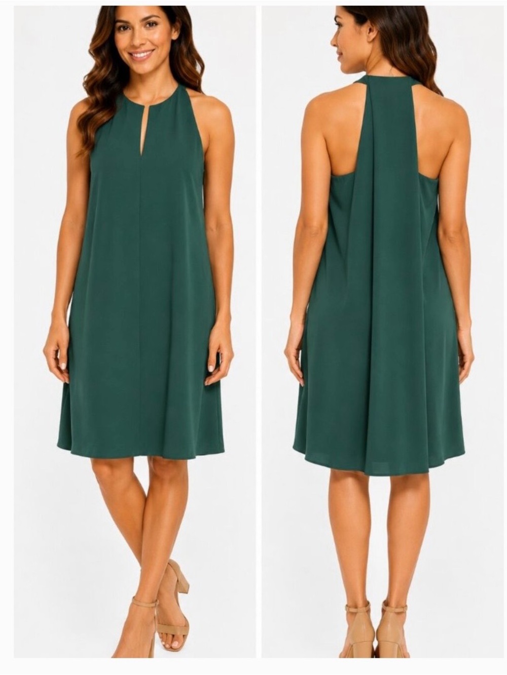 LOFT Halter T Back Swing mini Dress, Emerald Green Size XS